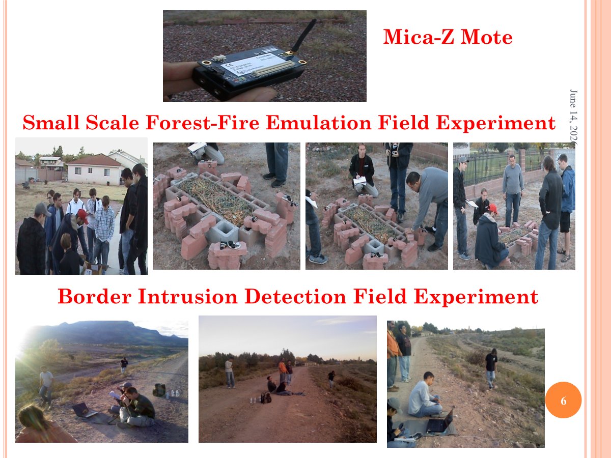 Forest fire emulation and border intrusion detection field experiments